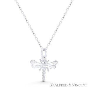 Dragonfly Insect Charm Pendant Animism Jewelry in .925 Sterling Silver